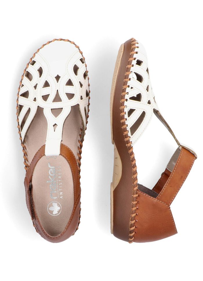 Rieker sandal med kardborrekn&auml;ppning CREME-COGNAC